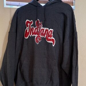 Gildan Men's Black Hoodie with Red Indiana Logo